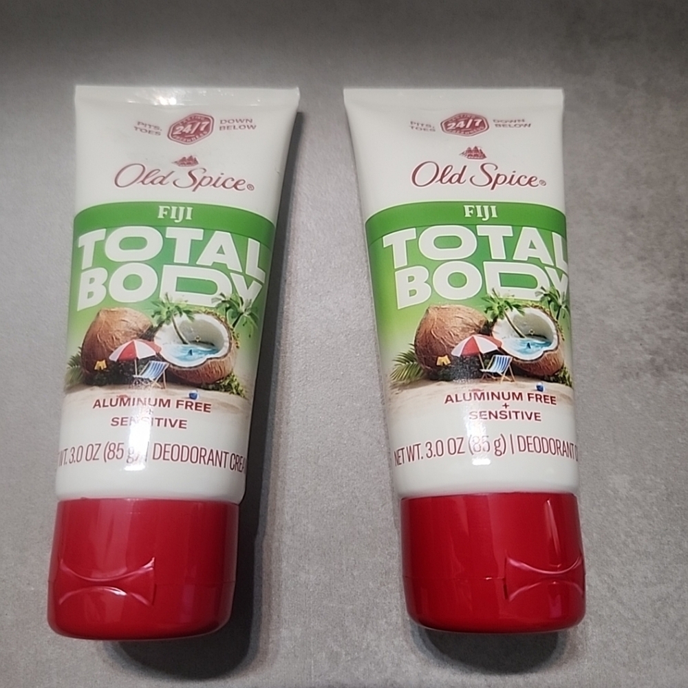 2 Tubes Old Spice Fiji Total Body Deodorant Cream